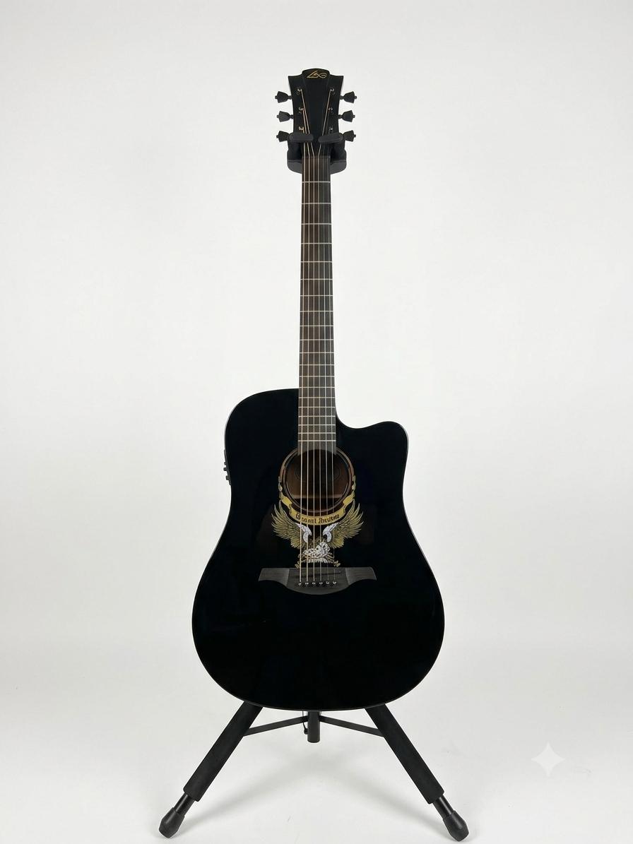 LAG W-Free DCE Wings of Freedom Chitarra Elettroacustica Nera